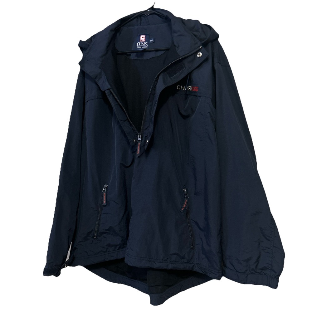Chaps Ralph Lauren Half Zip Pullover Windbreaker Mens Large Navy Blue Vtg 90s